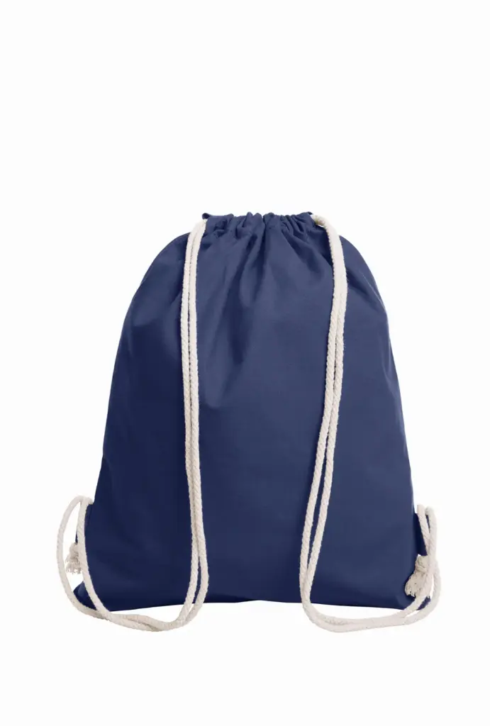 HALFAR® katoenen gymtas EARTH achterkant marine - Katoenendraagtassen HALFAR® katoenen gymtas EARTH — productfoto 4