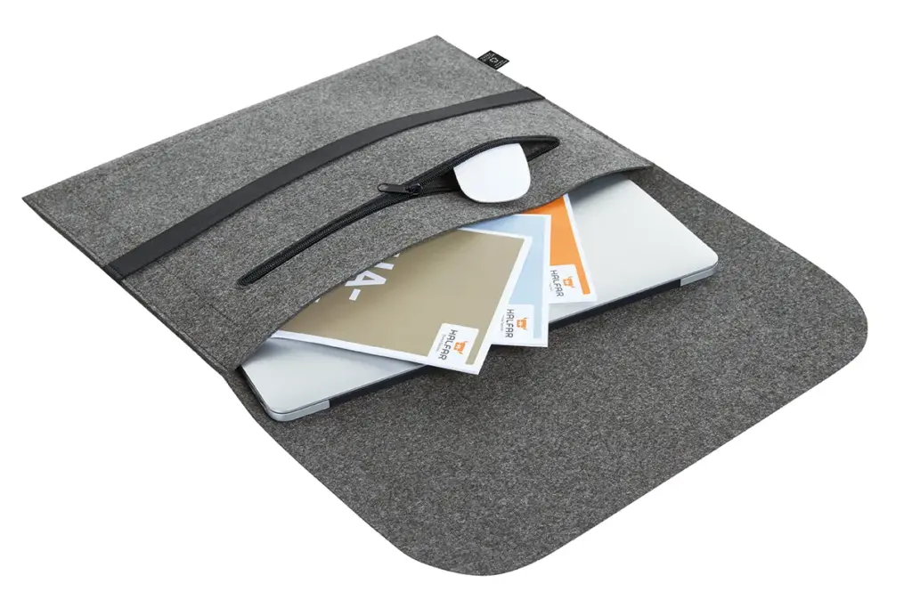 Halfar laptophülle filz: hochwertig, mit logo bedruckbar.