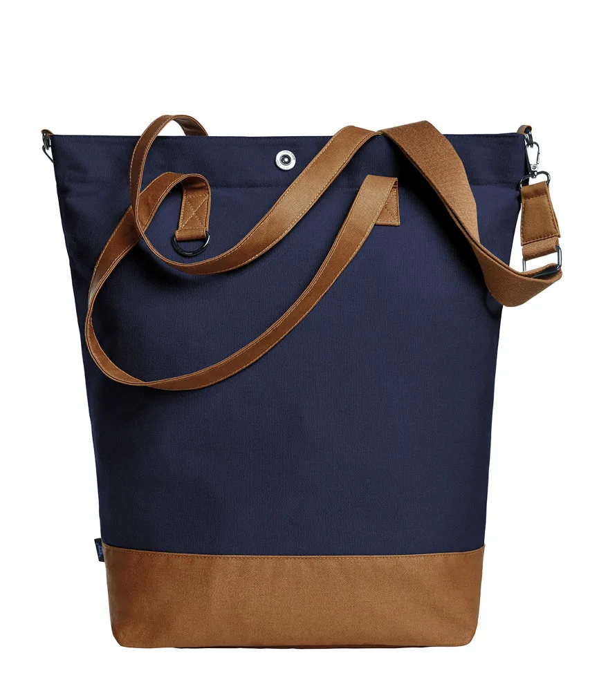 HALFAR® shopper LIFE marineblauw-bruin - Hidalgo-werbeartikel HALFAR® shopper LIFE, marineblauw-bruin