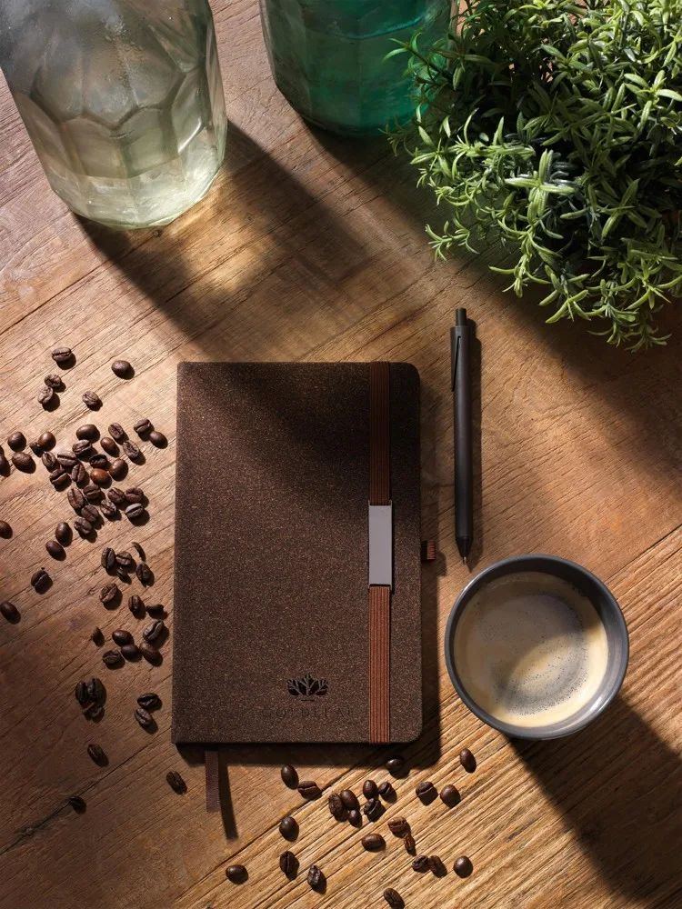 Clifton CoffeeGround Notebook A5 notitieboek productfoto 2 - Hidalgo Recycled Coffee Grounds A5 Notebook Custom Logo — product photo 2