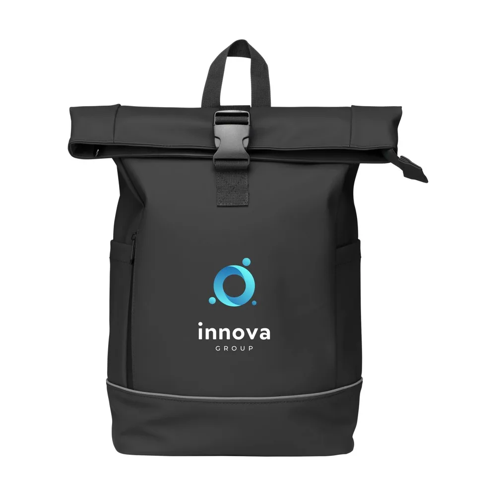 Lennon GRS Roll-Top Bicycle Backpack fietstas zwart productfoto 2 - Hidalgo-werbeartikel Lennon GRS Roll-Top Bicycle Backpack fietstas, zwart — productfoto 2