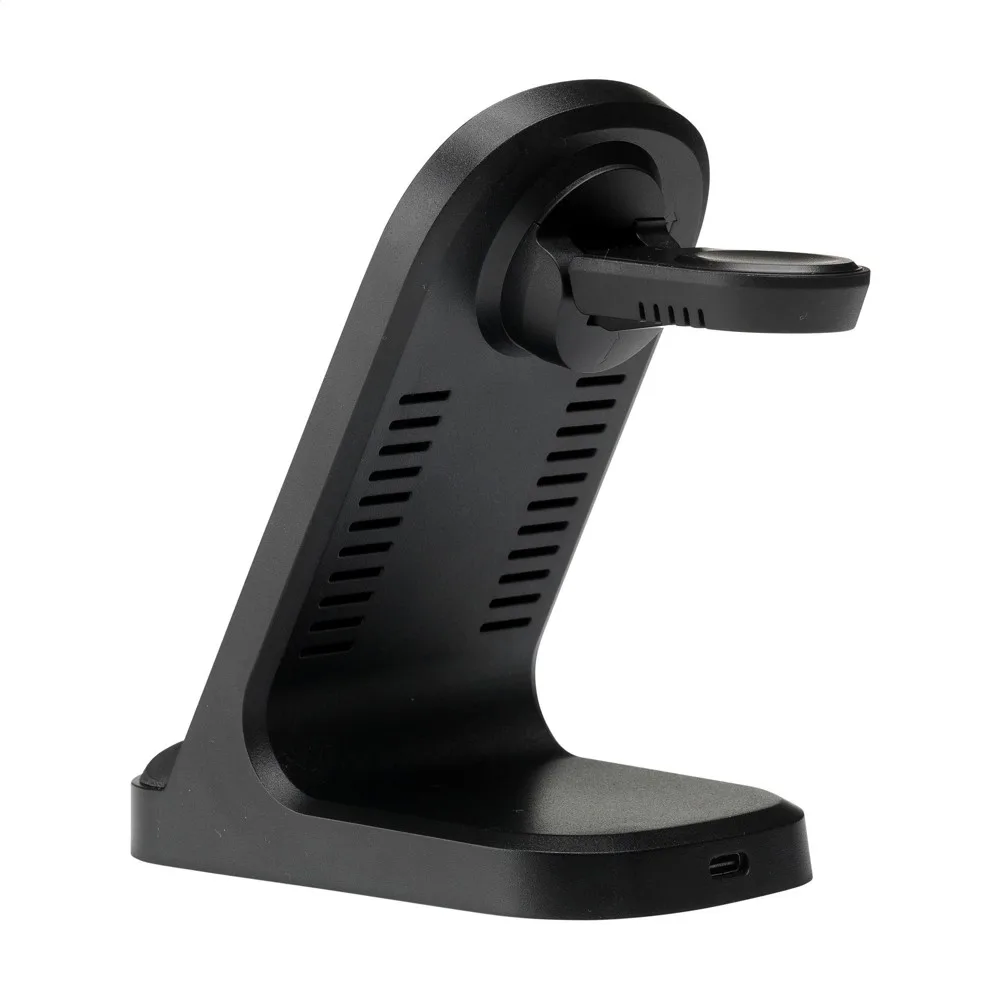 Triple-Up RCS Recycled ABS Wireless Charger Stand — productfoto 5