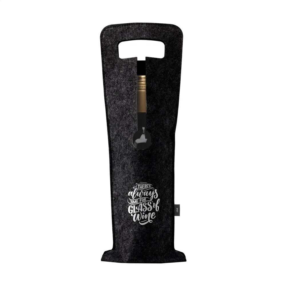 Wine Bag-to-Give GRS RPET wijntas, zwart (± pms black)