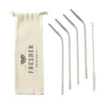 Reusable 4 pieces ECO Straw Set RVS rietjes — productfoto 2
