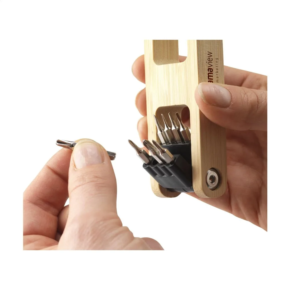 Werkzeugset Bamboo Bit Tool bedrucken magnetisch 9-teilig — Produktfoto 11