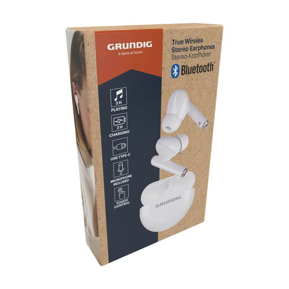 Grundig True Wireless Stereo Earbuds oortjes productfoto 2 - Hidalgo-werbeartikel Grundig True Wireless Stereo Earbuds oortjes — productfoto 2