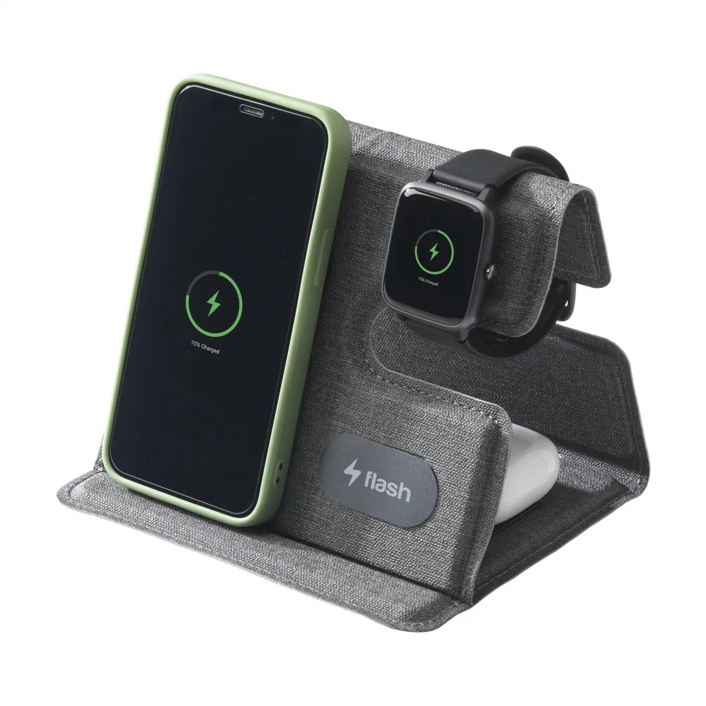 Triplo RCS Wireless Charging Station oplader productfoto 2 - Hidalgo-werbeartikel Triplo RCS Wireless Charging Station oplader — productfoto 2