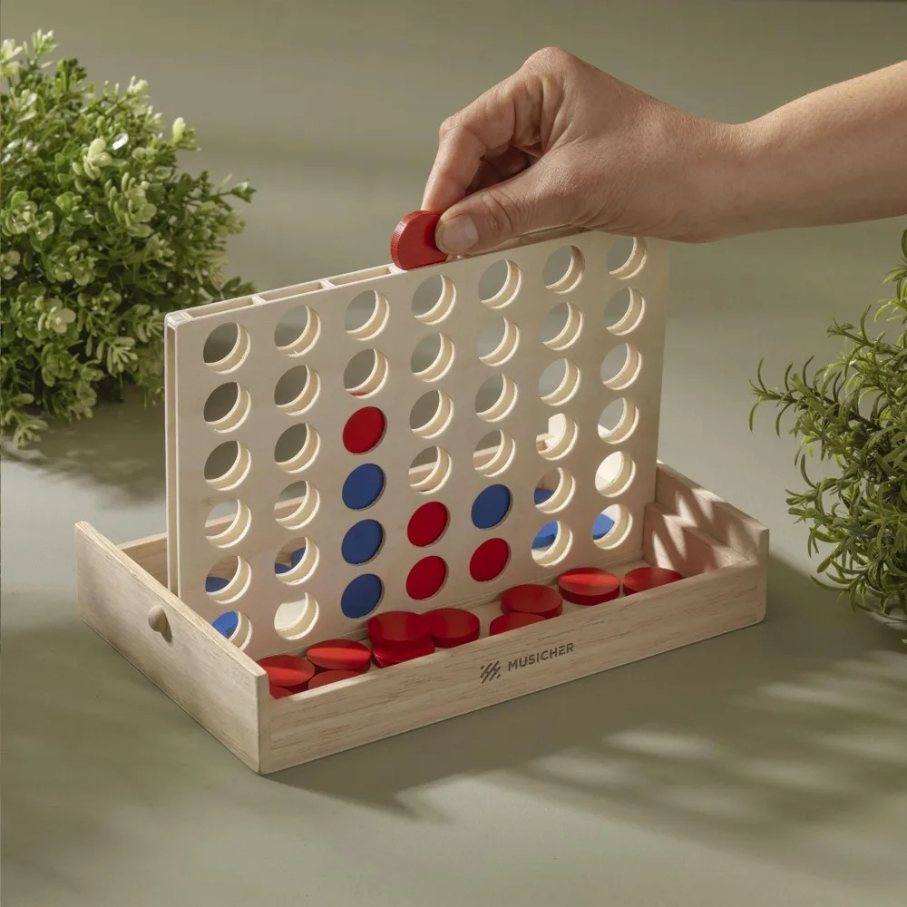 Wooden Four Wins Game Printed FSC Compact Strategy 13x9cm — product photo 2