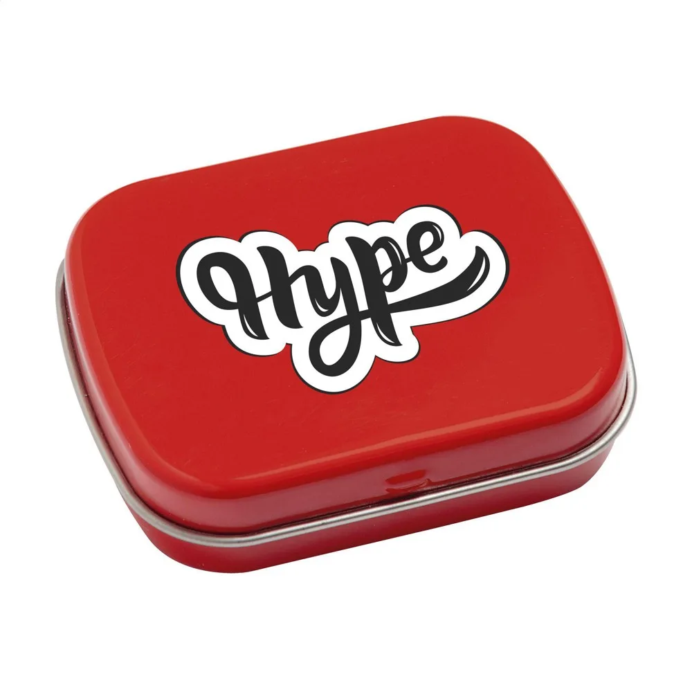 TinBox pepermuntjes rood ± pms 185 - Hidalgo-werbeartikel TinBox pepermuntjes, rood (± pms 185)