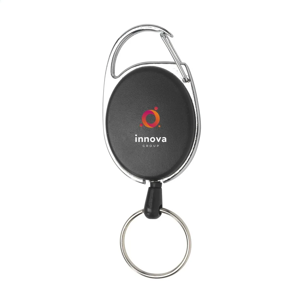 Aspen RollerClip Keychain zwart - Hidalgo-werbeartikel Aspen RollerClip Keychain, zwart