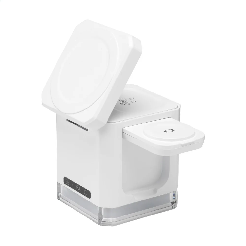 Cube Magsafe 3-in-1 RCS Recycled ABS Charging Stand wit - Hidalgo-werbeartikel Cube Magsafe 3-in-1 RCS Recycled ABS Charging Stand, wit