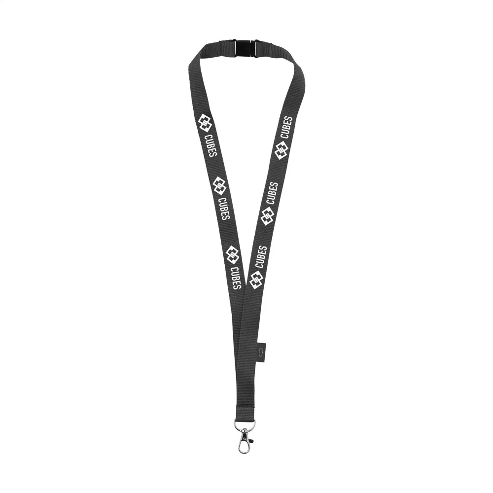 Lanyard Safety GRS RPET 2 cm keycord zwart - Hidalgo-werbeartikel Lanyard Safety GRS RPET 2 cm keycord, zwart