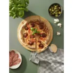 Pizzabrett Tramonti bedrucken FSC Bambus Saftrille 35cm — Produktfoto 7