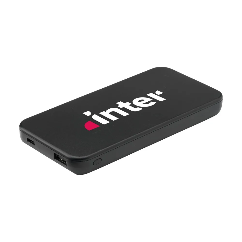 PowerKick 10000 RCS Recycled Powerbank zwart - Hidalgo-werbeartikel PowerKick 10000 RCS Recycled Powerbank, zwart