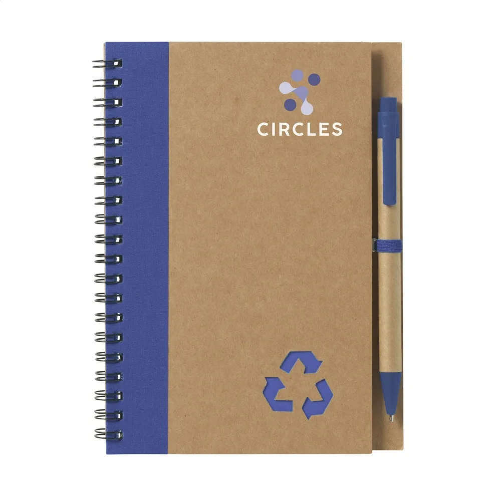 Notizbuch bedrucken RecycleNote-L Wire-O Recycling Stift L