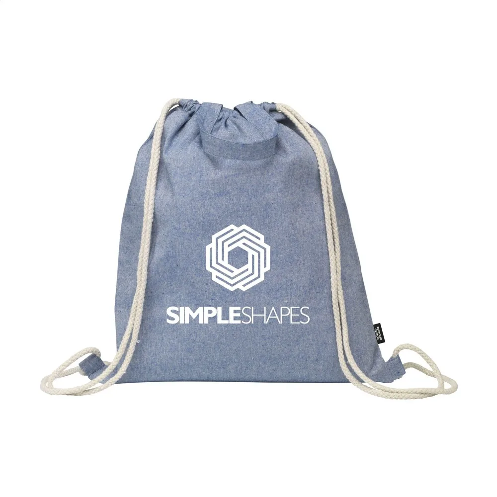 GRS Recycled Cotton PromoBag Plus 180 gm² rugzak blauw - Hidalgo-werbeartikel GRS Recycled Cotton PromoBag Plus (180 g/m²) rugzak, blauw