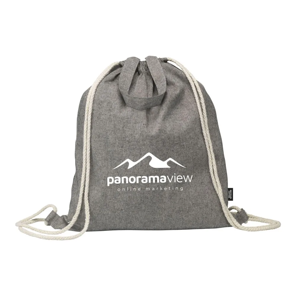 GRS Recycled Cotton PromoBag Plus 180 gm² rugzak grijs - Hidalgo-werbeartikel GRS Recycled Cotton PromoBag Plus (180 g/m²) rugzak, grijs