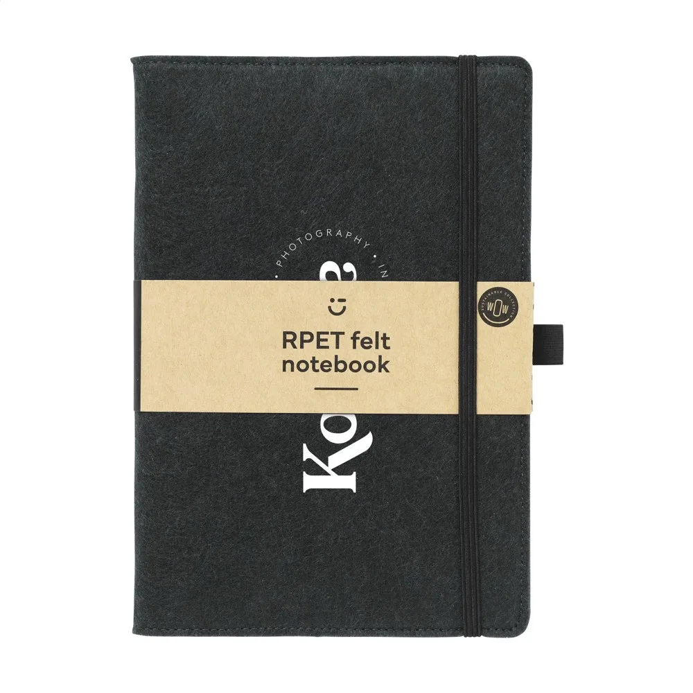Felty GRS RPET Notebook A5 notitieboek zwart - Hidalgo-werbeartikel Felty GRS RPET Notebook A5 notitieboek, zwart
