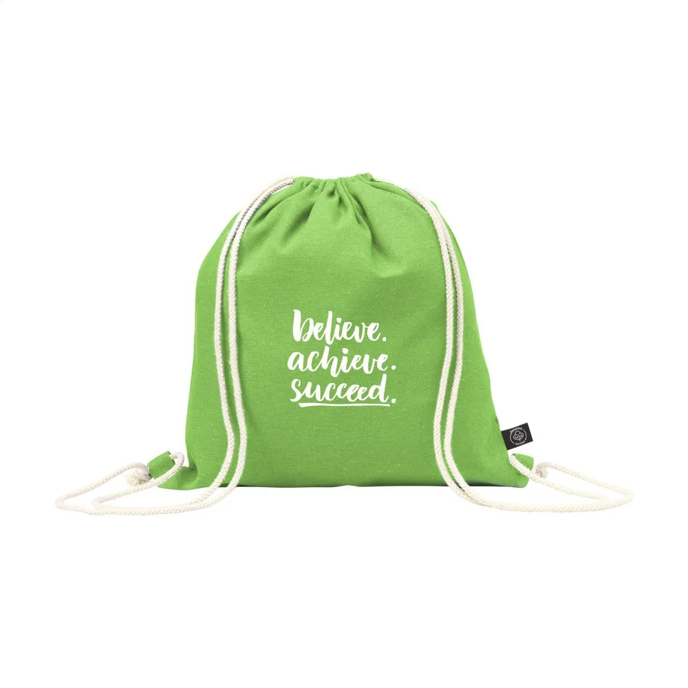 PromoColour GRS Recycled Cotton Backpack 150 gm² lichtgroen - Hidalgo-werbeartikel PromoColour GRS Recycled Cotton Backpack (150 g/m²), lichtgroen
