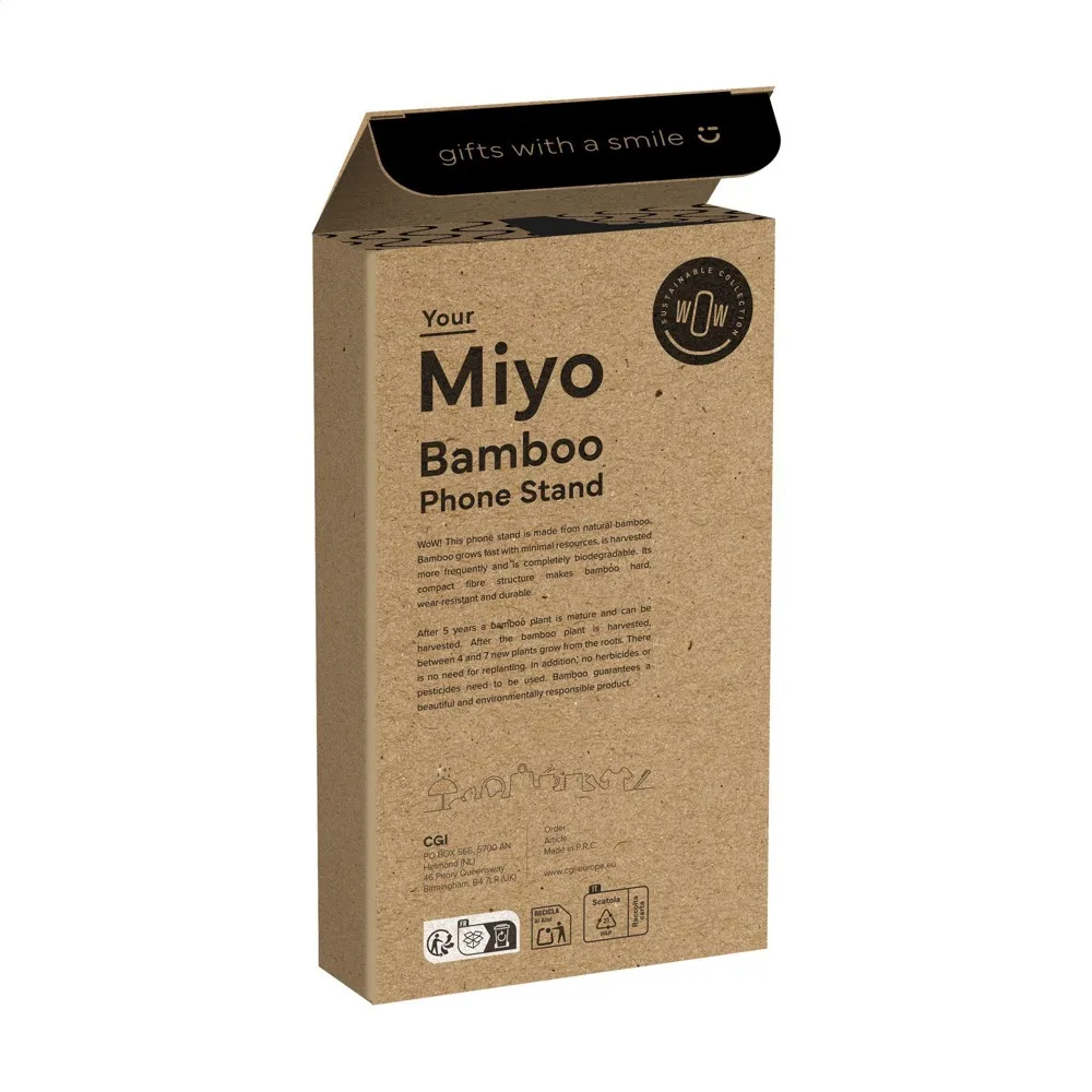 Printed Bamboo Phone Holder Miyo FSC Flat Mailing — product photo 8