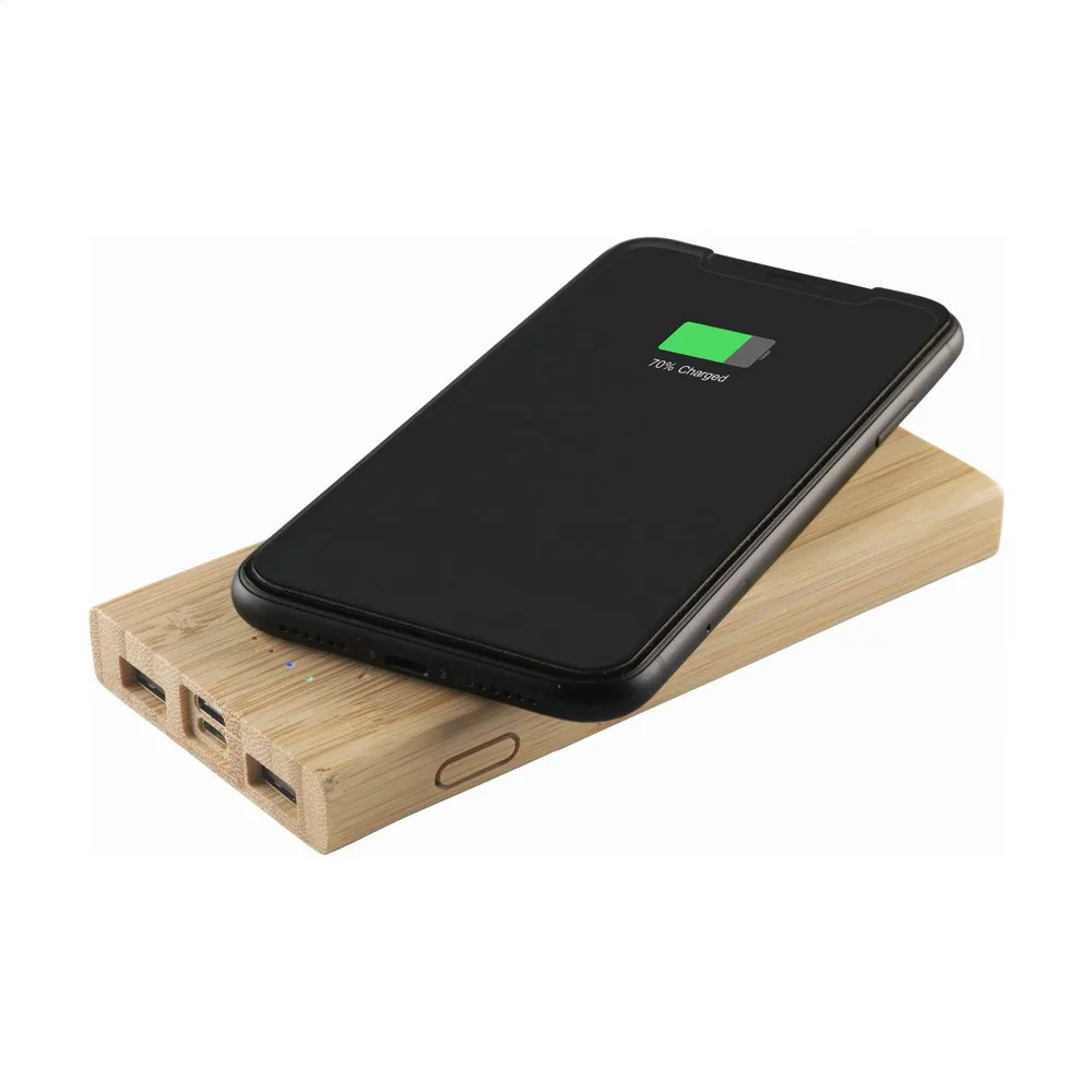 Powerbank bedrucken Bambus 8000mAh Wireless Qi — Produktfoto 2