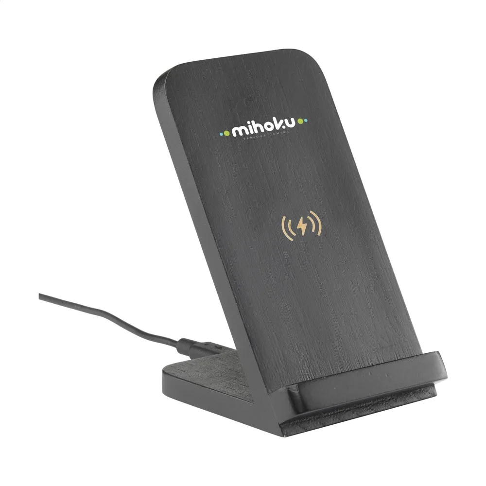 Custom Baloo 15W Fast Wireless Charger FSC Bamboo Stand — product photo 2