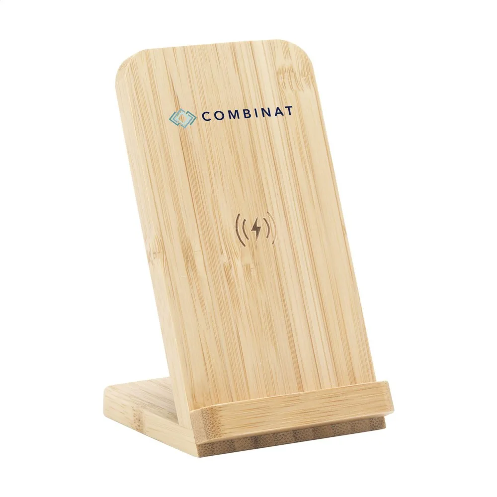 Custom Baloo 15W Fast Wireless Charger FSC Bamboo Stand — product photo 14