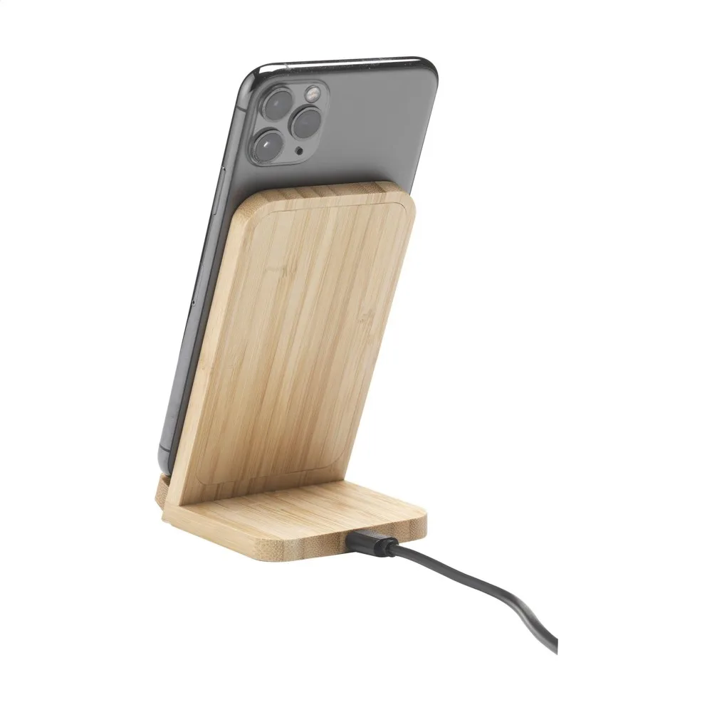 Custom Baloo 15W Fast Wireless Charger FSC Bamboo Stand — product photo 16