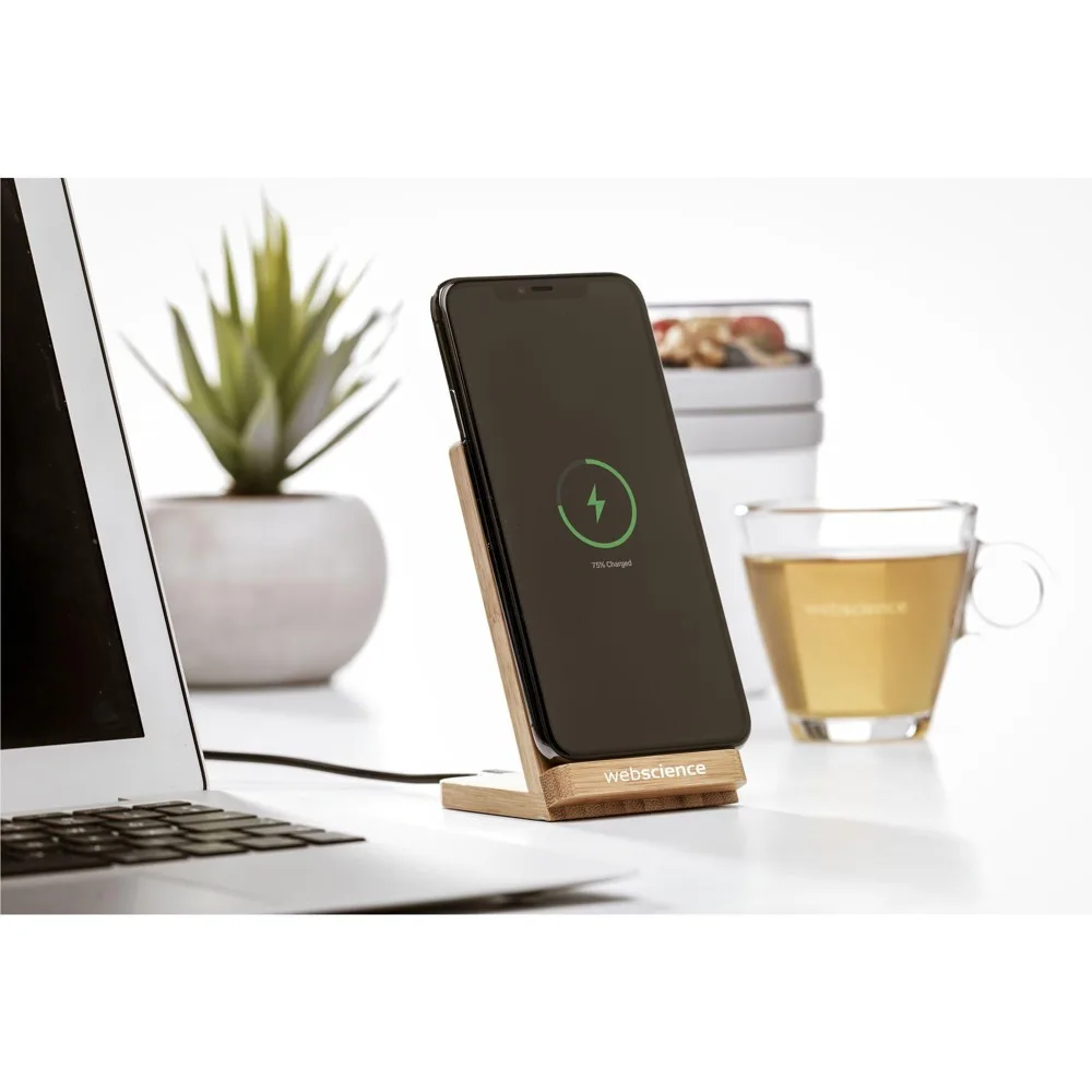 Custom Baloo 15W Fast Wireless Charger FSC Bamboo Stand — product photo 22
