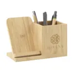 Bamboo Boss 15W draadloze opladerpenhouder - Hidalgo-werbeartikel Bamboo Boss 15W draadloze oplader/penhouder