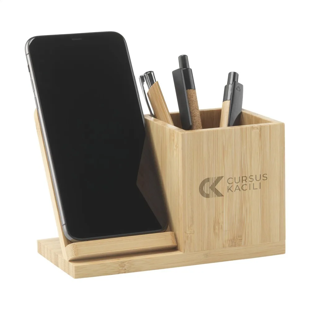 Bamboo Boss 15W draadloze opladerpenhouder productfoto 2 - Hidalgo-werbeartikel Bamboo Boss 15W draadloze oplader/penhouder — productfoto 2