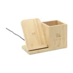 Bamboo Boss 15W draadloze opladerpenhouder productfoto 4 - Hidalgo-werbeartikel Bamboo Boss 15W draadloze oplader/penhouder — productfoto 4