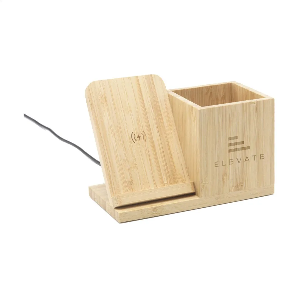 Bamboo Boss 15W draadloze opladerpenhouder productfoto 4 - Hidalgo-werbeartikel Bamboo Boss 15W draadloze oplader/penhouder — productfoto 4