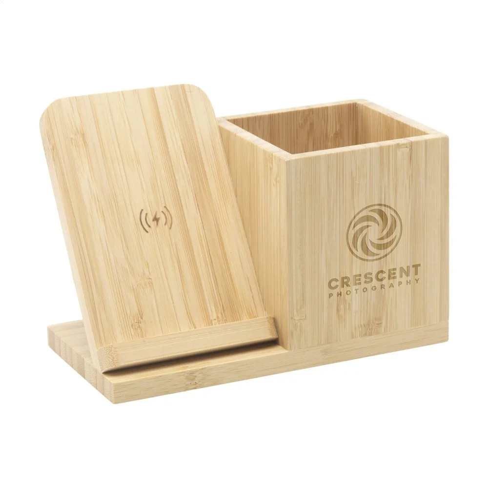 Bamboo Boss 15W draadloze opladerpenhouder productfoto 7 - Hidalgo-werbeartikel Bamboo Boss 15W draadloze oplader/penhouder — productfoto 7