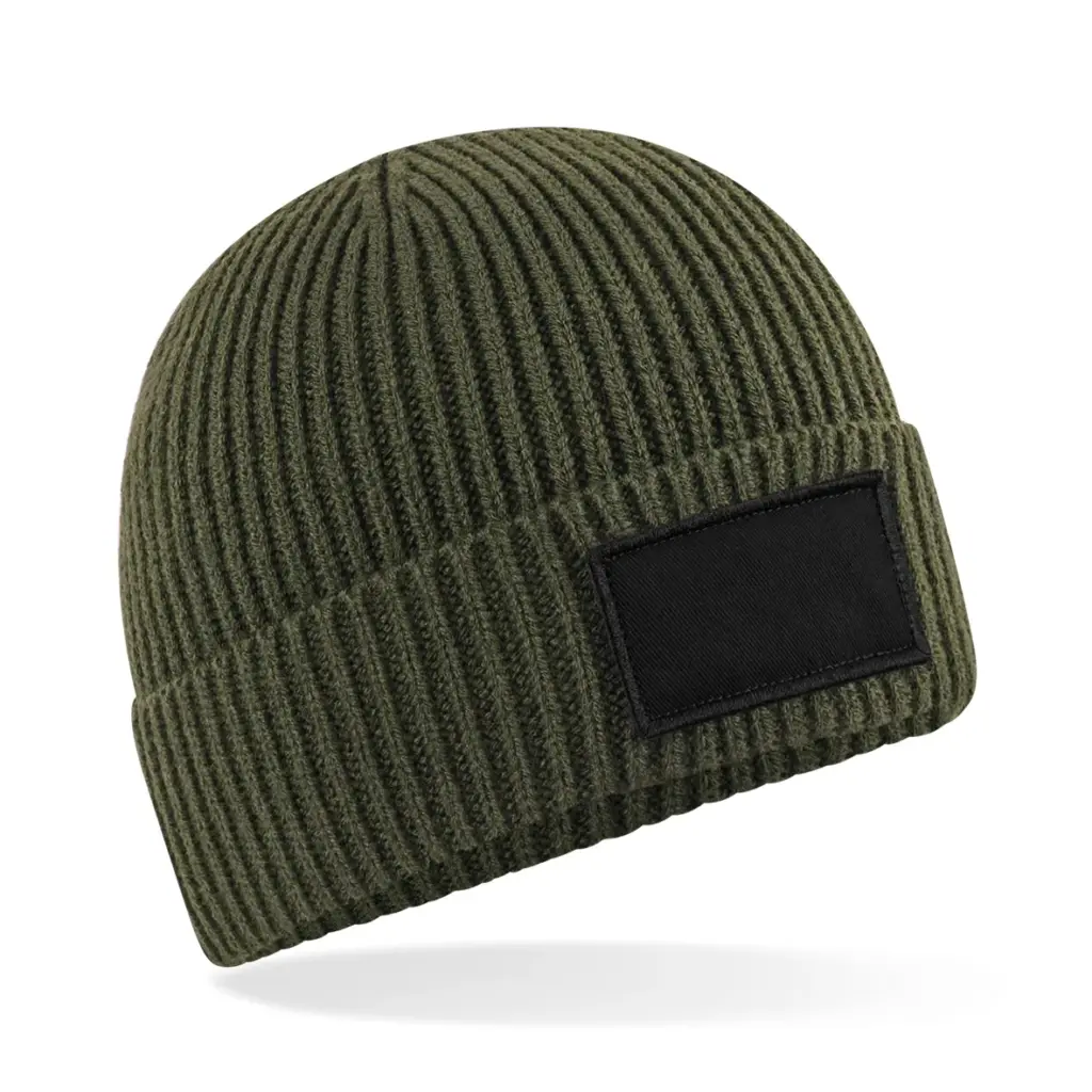 Trendy muts met patch, military green / black — productfoto 8