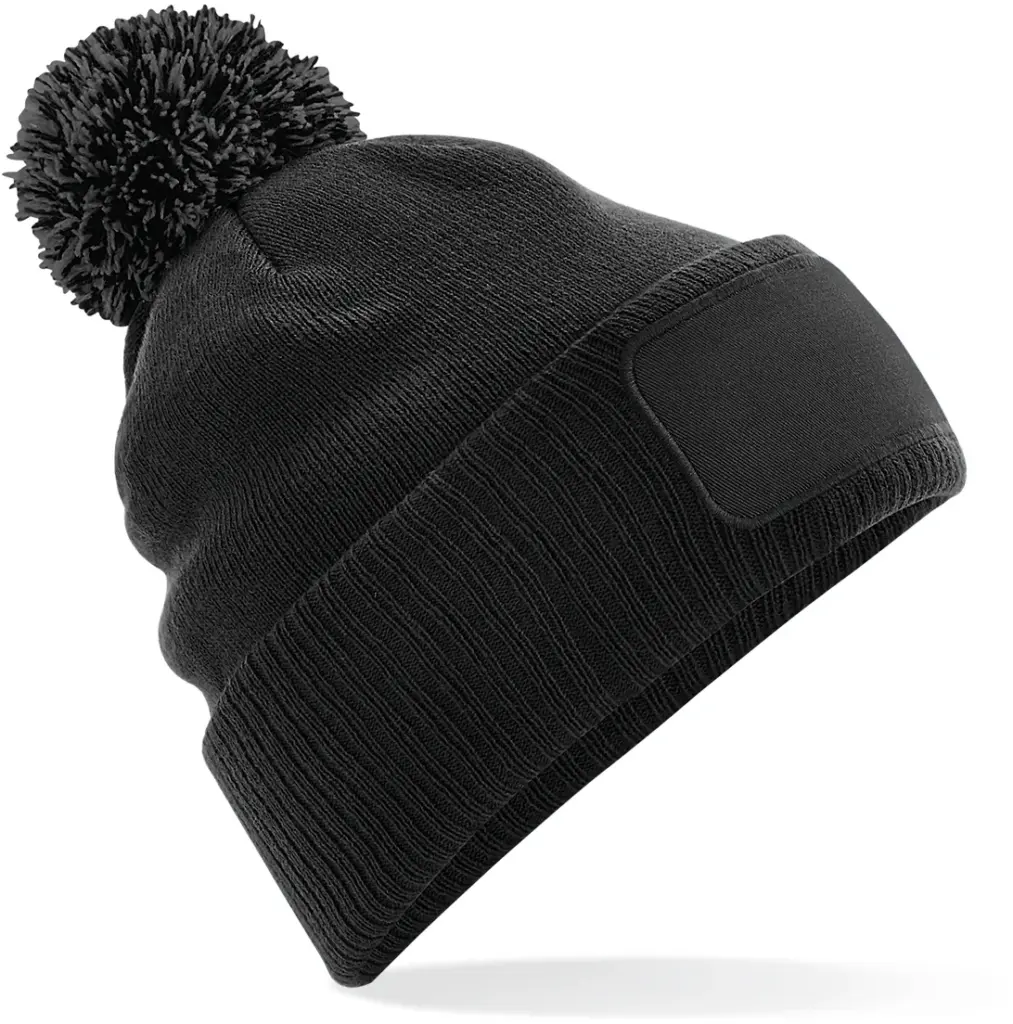 PS_B443-FS_BLACK-GRAPHITEGREY - Hidalgo Snowstar® patch beanie, black / graphite grey — productfoto 2