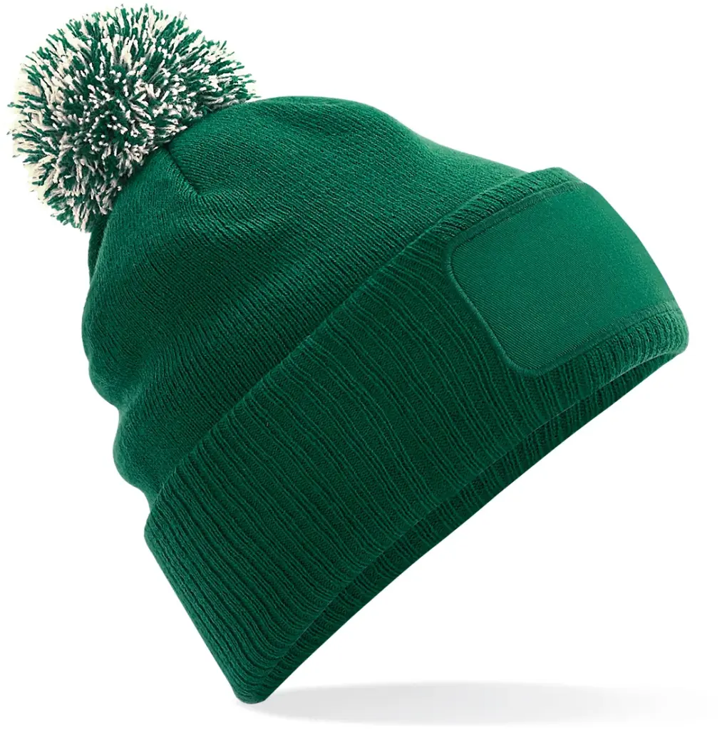 PS_B443-FS_BOTTLEGREEN-OFFWHITE - Hidalgo Snowstar® patch beanie, bottle green / off white — productfoto 4