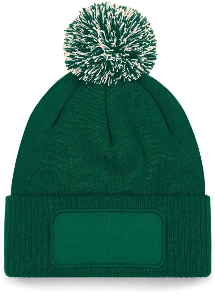 PS_B443_BOTTLEGREEN-OFFWHITE - Hidalgo Snowstar® patch beanie, bottle green / off white — productfoto 5