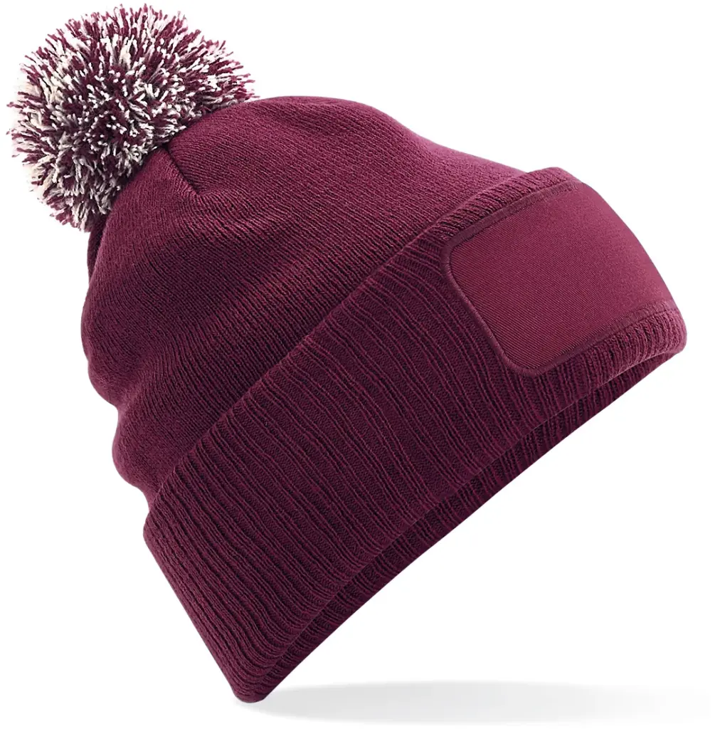 PS_B443-FS_BURGUNDY-OFFWHITE - Hidalgo Snowstar® patch beanie, burgundy / off white — productfoto 8