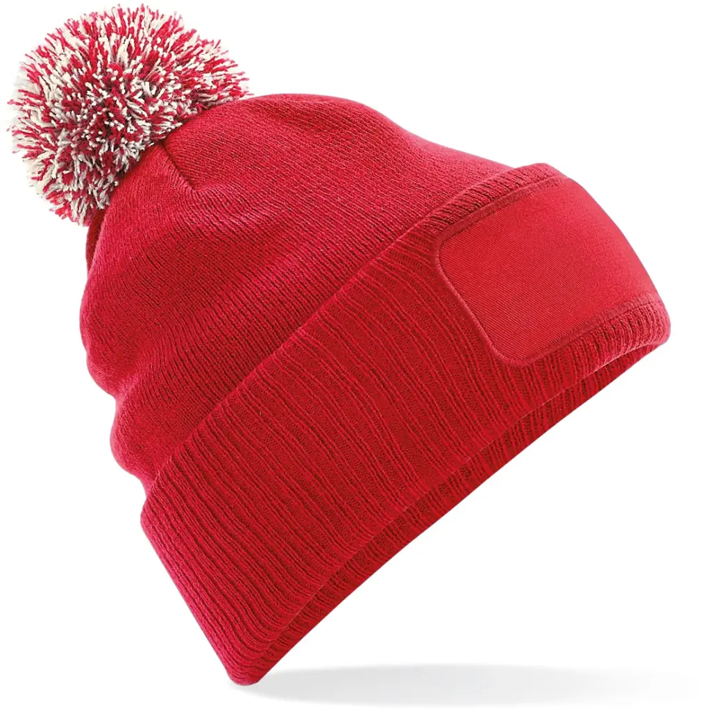 PS_B443-FS_CLASSICRED-OFFWHITE - Hidalgo Snowstar® patch beanie, classic red / off white — productfoto 10
