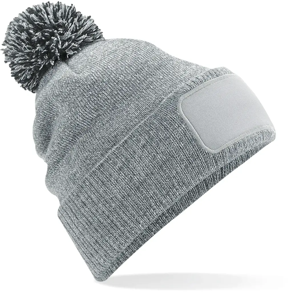 PS_B443-FS_HEATHERGREY-BLACK - Hidalgo Snowstar® patch beanie, heather grey / black — productfoto 14