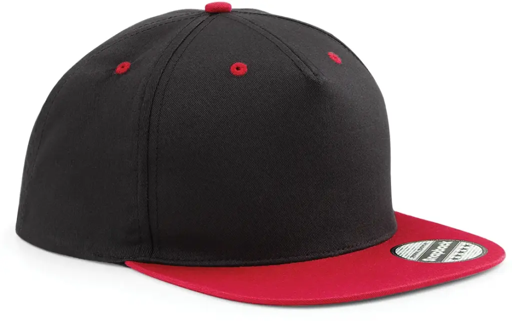 PS_B610C-FS_BLACK-CLASSICRED - Hidalgo Tweekleurige 5-panel snapbackpet, black / classic red — productfoto 5