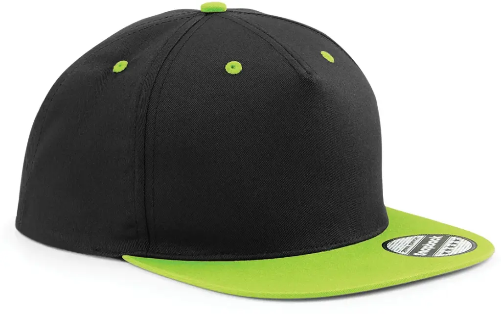 PS_B610C-FS_BLACK-LIMEGREEN - Hidalgo Tweekleurige 5-panel snapbackpet, black / lime green — productfoto 8