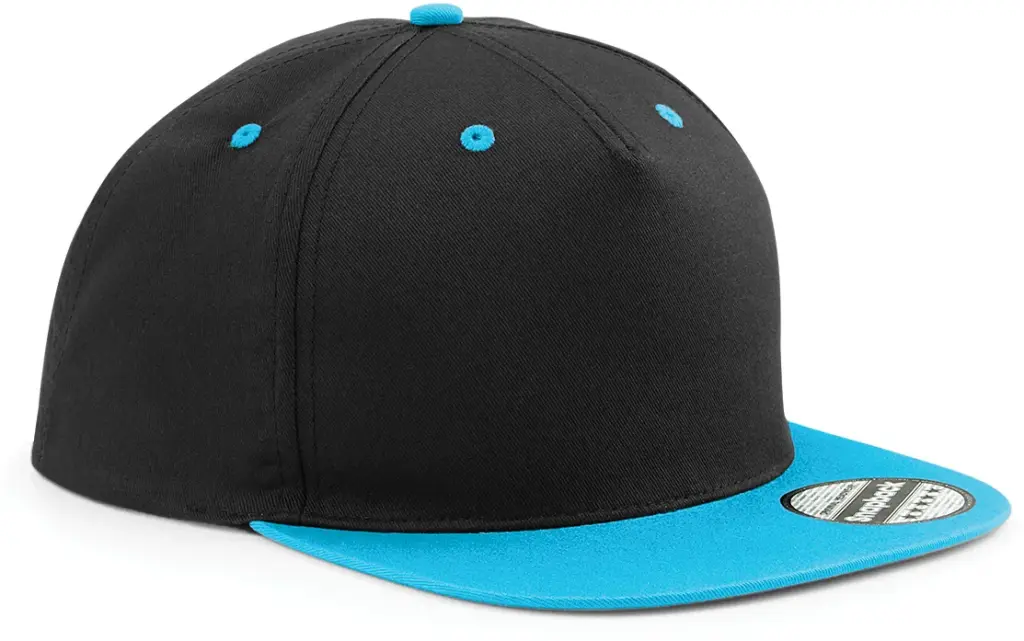 PS_B610C-FS_BLACK-SURFBLUE - Hidalgo Tweekleurige 5-panel snapbackpet, black / surf blue — productfoto 10