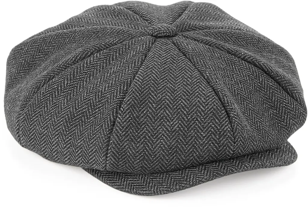 PS_B628_CHARCOALHERRINGBONE - Hidalgo Heritage baker boy Cap, charcoal herringbone — productfoto 3