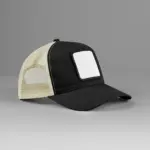 5-panel trucker pet met vierkante patch, black/stone — productfoto 5