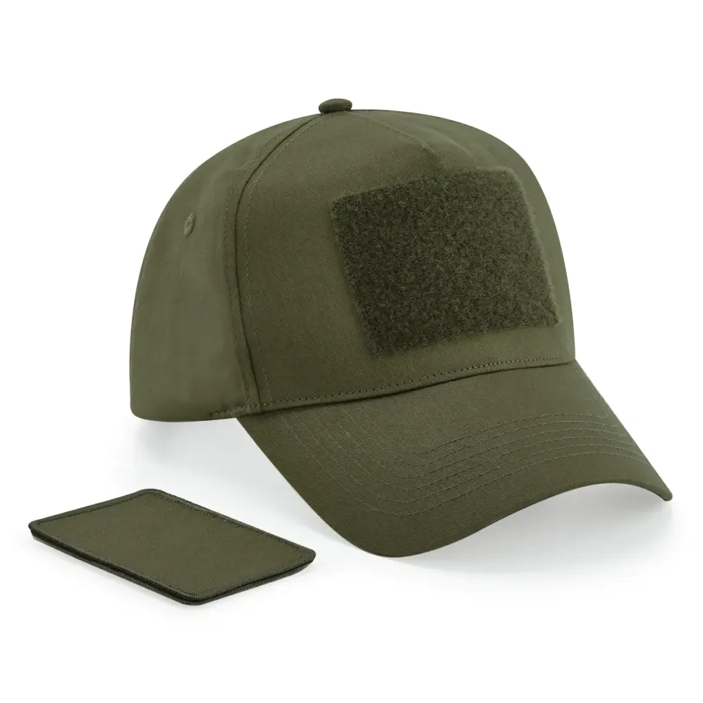 Pet met 5 panelen en afneembare patch, military green — productfoto 9