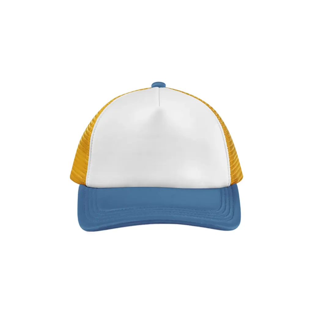Meerkleurige 5-panel truckerpet, sunflower / heritage blue — productfoto 6