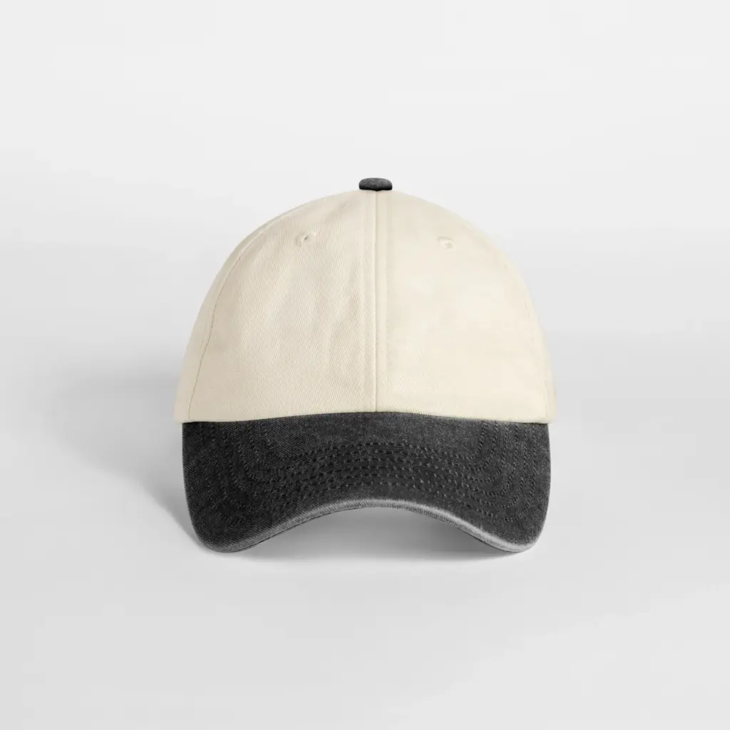 B673 - Compacte vintage cap met contrasterende klep, natural / vintage black