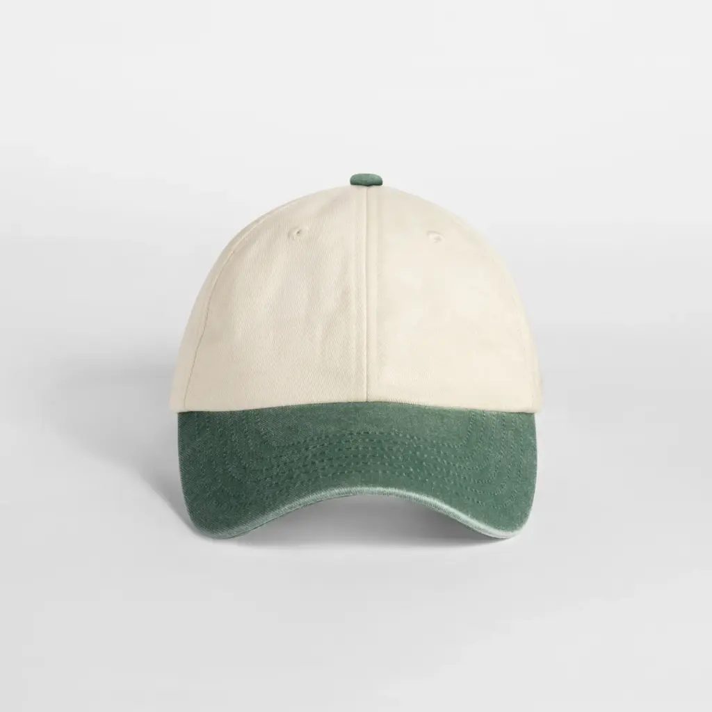 B673 - Compacte vintage cap met contrasterende klep, natural / vintage bottle green — productfoto 2